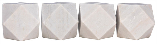 NOIR Furniture - Polyhedron Decorative Candle Holder, Set of 4, White Marble - YT0717-7WH - GreatFurnitureDeal