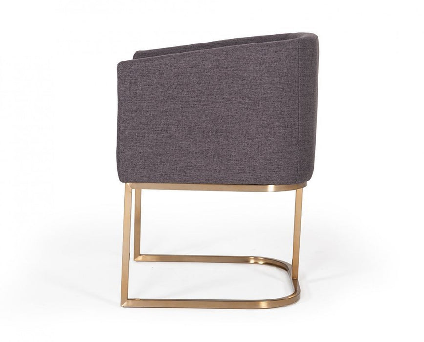 VIG Furniture - Modrest Yukon Modern Grey Fabric & Antique Brass Dining Chair - VGVCB8362-GRYBRS