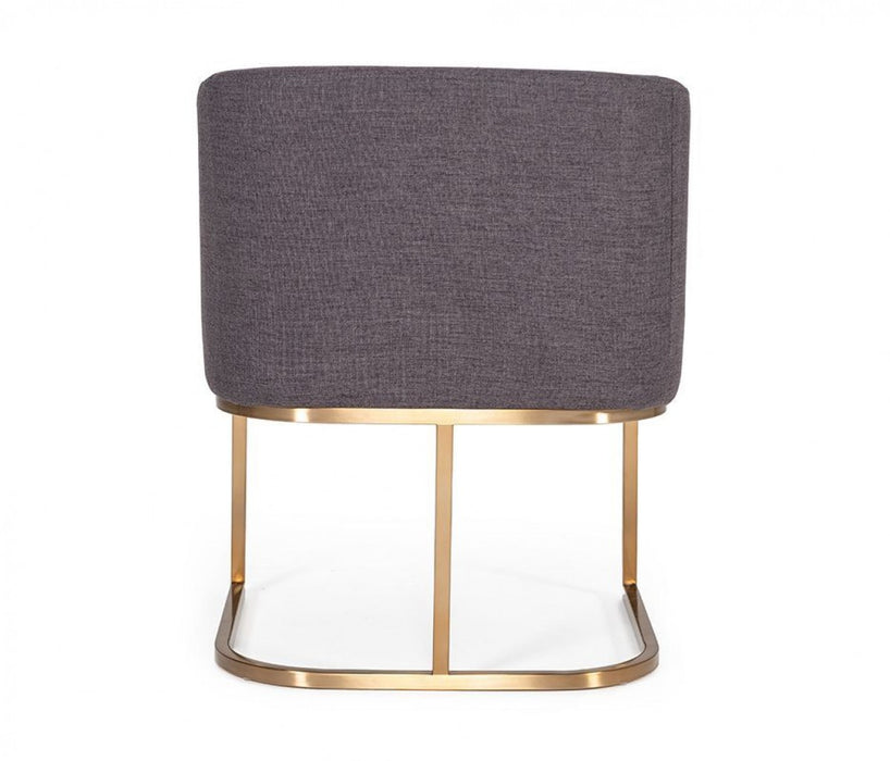 VIG Furniture - Modrest Yukon Modern Grey Fabric & Antique Brass Dining Chair - VGVCB8362-GRYBRS