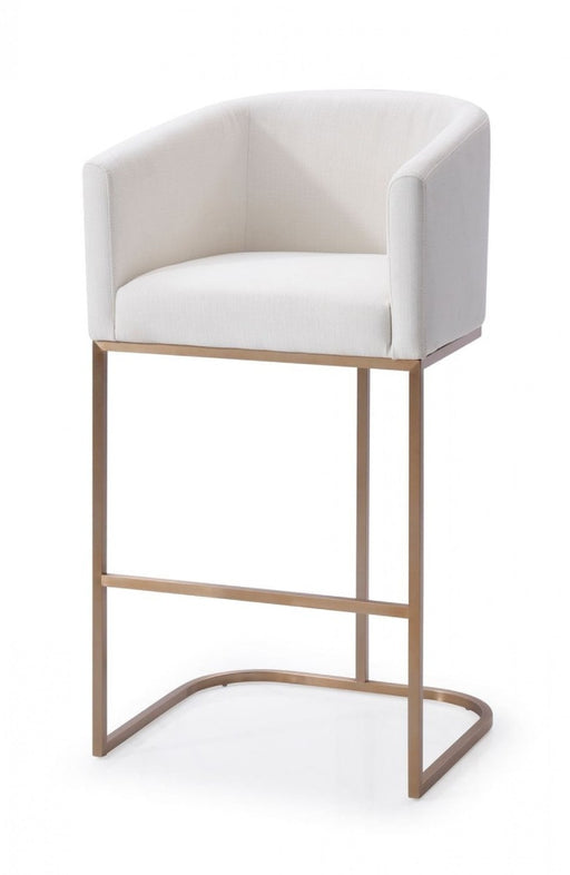 VIG Furniture - Modrest Yukon Modern White Fabric & Brushed Bronze Bar Chair - VGVCB8362-WHT-BS - GreatFurnitureDeal