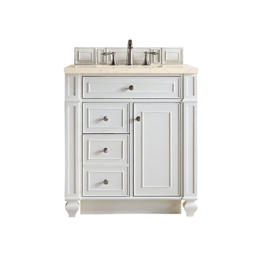James Martin Furniture - Bristol 30" Single Vanity, Bright White, w- 3 CM Eternal Marfil Quartz Top - 157-V30-BW-3EMR - GreatFurnitureDeal