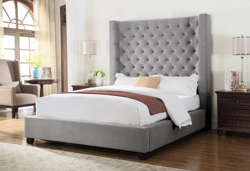 Mariano Furniture - YY128 California King Upholstered Panel Bed in Grey - BMYY128-CK-GREY - GreatFurnitureDeal