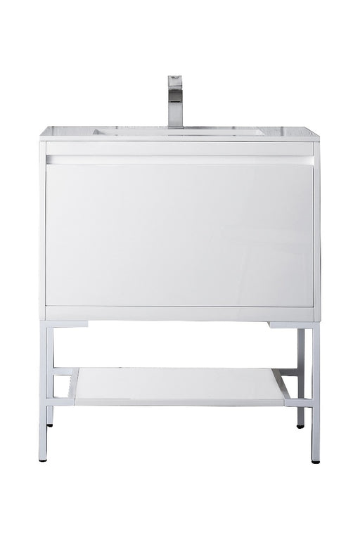 James Martin Furniture - Milan 31.5" Single Vanity Cabinet, Glossy White, Glossy White w-Glossy White Composite Top - 801V31.5GWGWGW - GreatFurnitureDeal