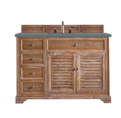 James Martin Furniture - Savannah 48" Single Vanity Cabinet, Driftwood, w/ 3 CM Cala Blue Quartz Top - 238-104-5211-3CBL - GreatFurnitureDeal