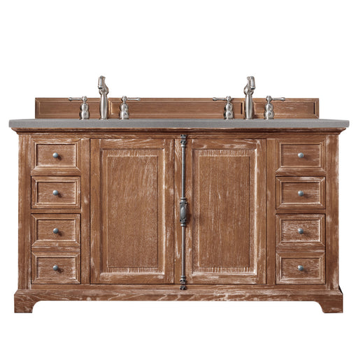 James Martin Furniture - Providence 60" Double Vanity Cabinet, Driftwood, w- 3 CM Grey Expo Quartz Top - 238-105-5611-3GEX - GreatFurnitureDeal