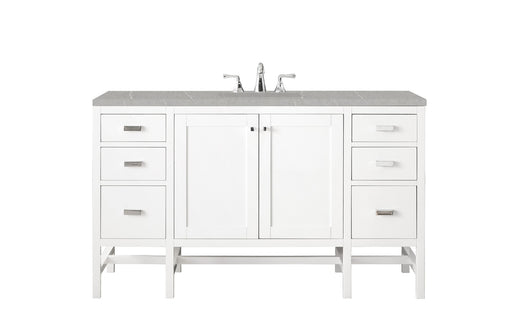 James Martin Furniture - Addison 60" Single Vanity Cabinet , Glossy White, w- 3 CM Eternal Serena Top - E444-V60S-GW-3ESR - GreatFurnitureDeal