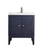 James Martin Furniture - Linden 24" Single Vanity Cabinet, Navy Blue w/ White Glossy Composite Countertop - E213V24NVBWG - GreatFurnitureDeal