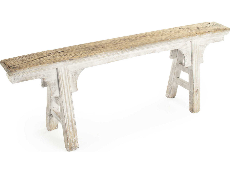 Zentique - Story Distressed Off-White Accent Bench - LI-SH17-002-W - GreatFurnitureDeal