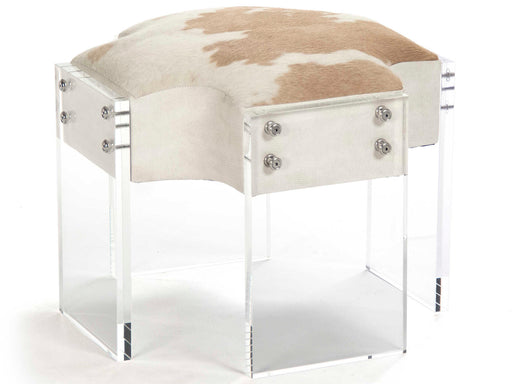 Zentique - Cedric Tan / White Spotted Cowhide Accent Stool - ZF027 - GreatFurnitureDeal