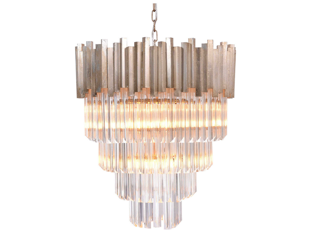 Zentique - Distressed Gold 6-light 25'' Wide Crystal Glass Medium