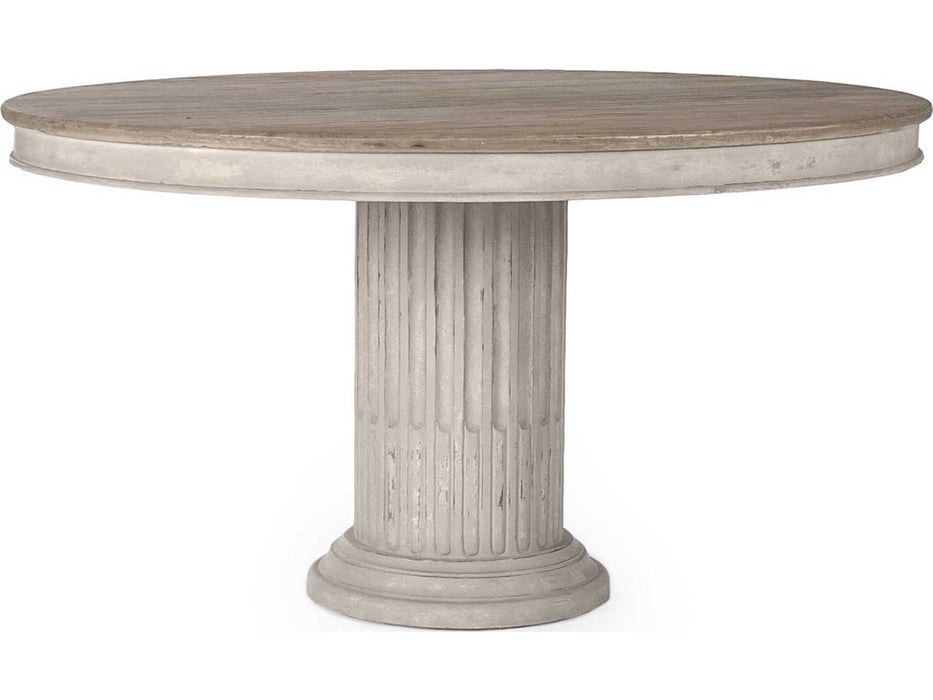 Zentique - Montpellier Natural / Distressed Off-White 55'' Wide Round Dining Table - ZENLI-S10-25-37