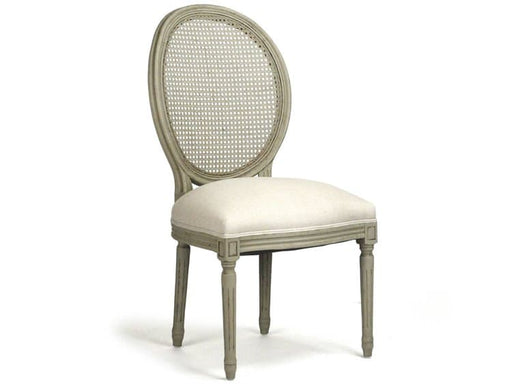 Zentique - Medallion Natural Linen / Faux Olive Green Side Dining Chair - B004 CANE 432 A003 - GreatFurnitureDeal