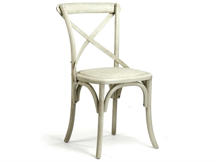 Zentique - Parisienne French Antique Off-White Oak Dining Chair - SET OF 2 - FC035 CC010