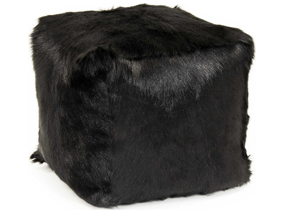 Zentique - Tibetan Black Goat Fur Pouf - ZGFC-black - GreatFurnitureDeal