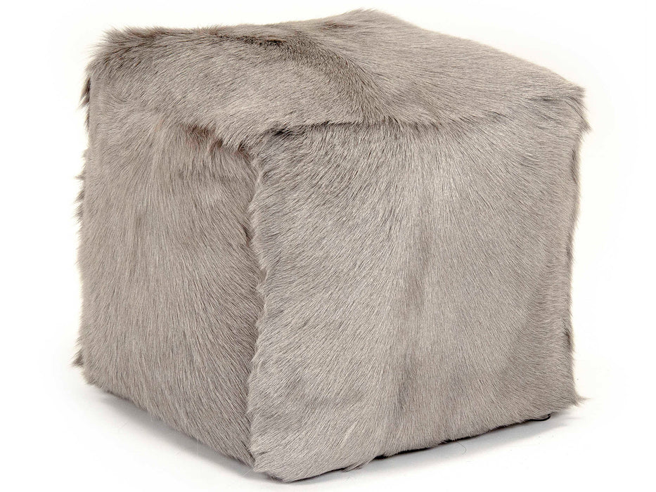 Zentique - Tibetan Light Grey Goat Fur Pouf - ZGFC-light grey