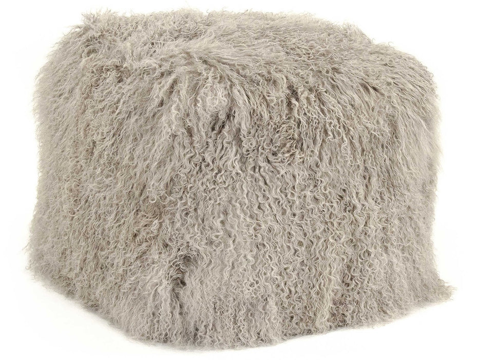Zentique - Tibetan Light Grey Lamb Fur Pouf - ZTLFP-light grey - GreatFurnitureDeal