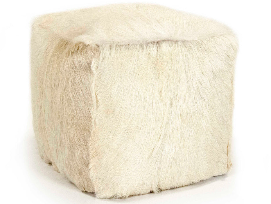 Zentique - Tibetan Ivory Goat Fur Pouf - ZGFC-ivory - GreatFurnitureDeal