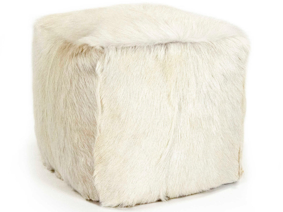 Zentique - Tibetan White Goat Fur Pouf - ZGFC-white