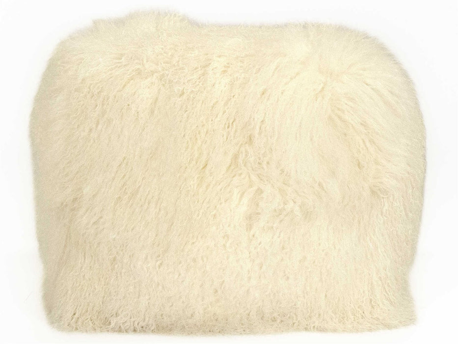 Zentique - Tibetan Ivory Lamb Fur Pouf - ZTLFP-ivory - GreatFurnitureDeal