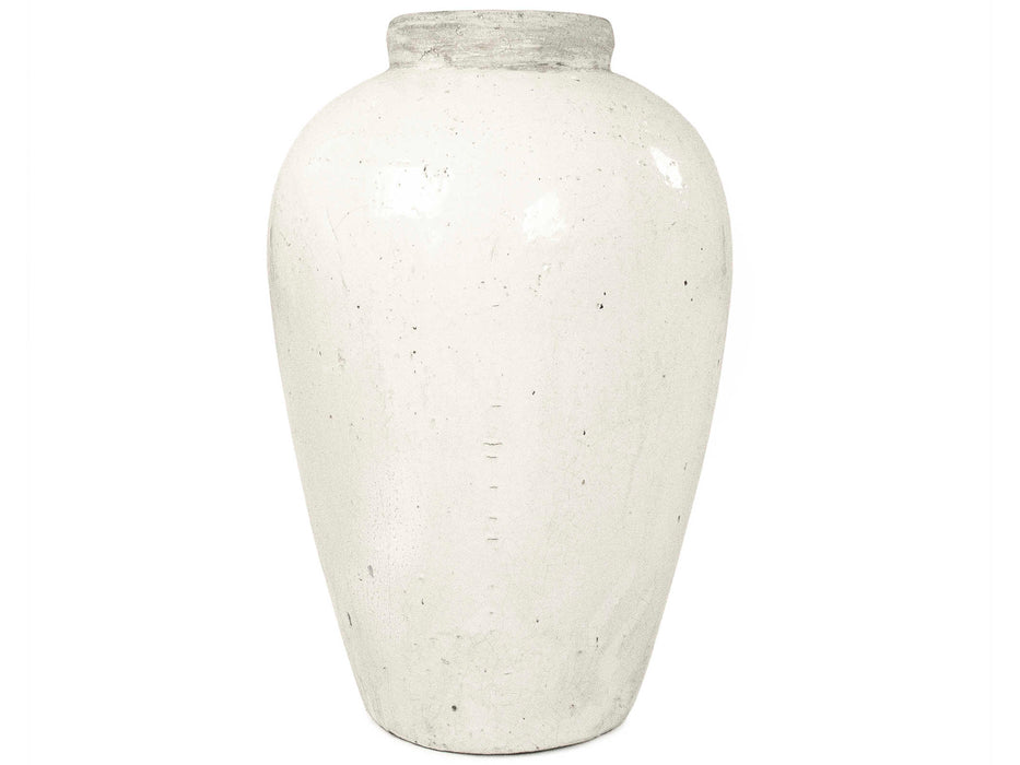 Zentique - Distressed White 15'' Wide Vase - 4871L A25A