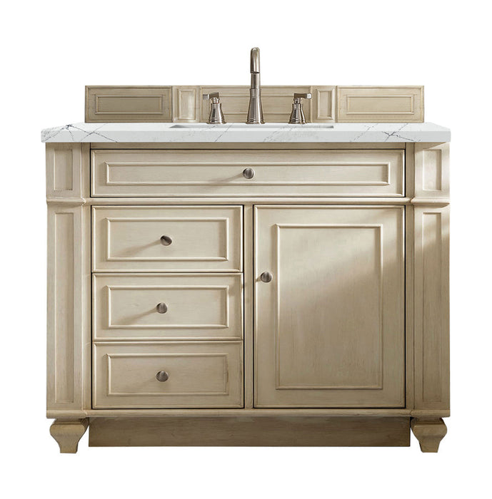 James Martin Furniture - Bristol 36" Single Vanity, Vintage Vanilla, w/ 3 CM Ethereal Noctis Quartz Top - 157-V36-VV-3ENC - GreatFurnitureDeal