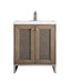 James Martin Furniture - Chianti 24" Single Vanity Cabinet, Whitewashed Walnut, Brushed Nickel, w/ White Glossy Composite Countertop - E303V24WWBNKWG - GreatFurnitureDeal