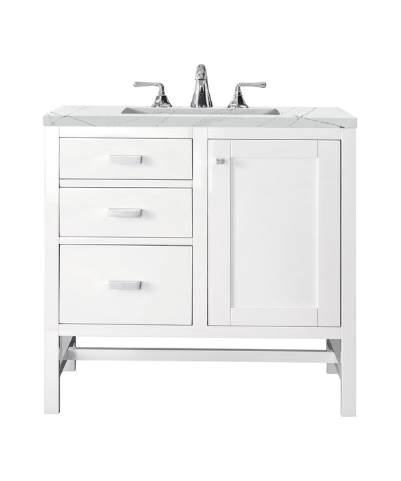 James Martin Furniture - Addison 30" Single Vanity Cabinet, Glossy White, w/ 3 CM Ethereal Noctis Top - E444-V30-GW-3ENC