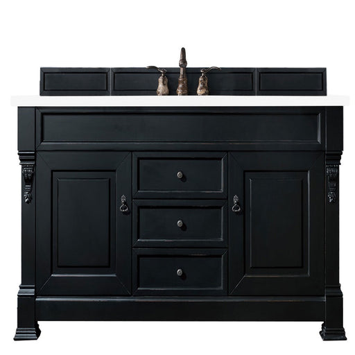 James Martin Furniture - Brookfield 60" Antique Black Single Vanity w- 3 CM Classic White Quartz Top - 147-114-5331-3CLW - GreatFurnitureDeal