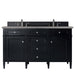 James Martin Furniture - Brittany 60" Black Onyx Double Vanity w- 3 CM Grey Expo Quartz Top - 650-V60D-BKO-3GEX - GreatFurnitureDeal