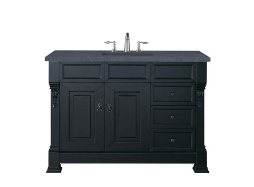 James Martin Furniture - Brookfield 48" Antique Black Single Vanity  w- 3 CM Charcoal Soapstone Quartz Top - 147-114-5236-3CSP - GreatFurnitureDeal