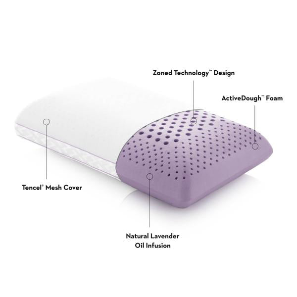 Malouf - Zoned Activedough™ Queen Pillow + Lavender - ZZQQMPADASZL - GreatFurnitureDeal